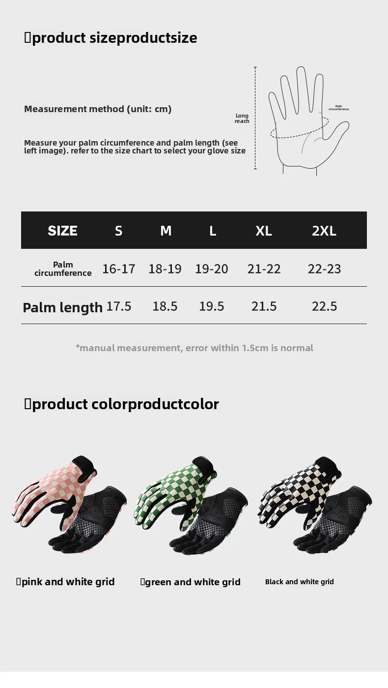 Retro Schachbrettmuster Motorradhandschuhe Touchscreen-fähig SBR Stoßdämpfer Atmungsaktiv Rutschfest Biker-Handschuhe für Männer und Frauen – Detail 8