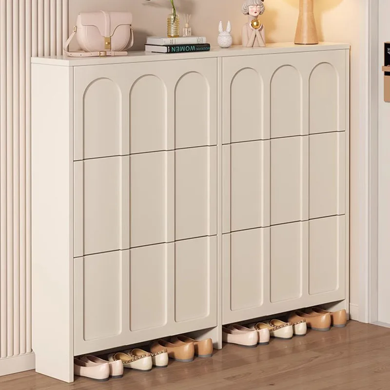 Cream Style Organizer Shoe Cabinets Storage Living Room Cupboard Shoe Cabinets Closet Space Saving Home Furniture Scarpiera LLSC