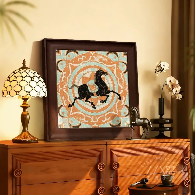 Vintage Mid-century Horse Art Painting Aesthetic Tabletop Ornament Dresser Cabinet Decor Piece Living Hall Interior Home Styling