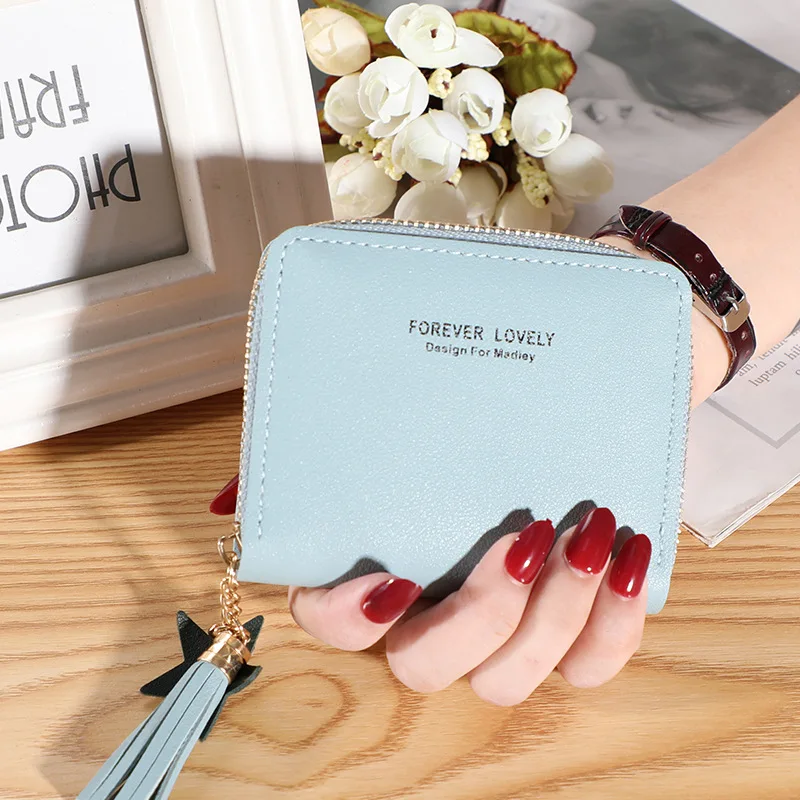 Pu Leather Women's Casual Zipper Card Wallet with Multiple Card Slots Perfect for Commuting and Simple Design