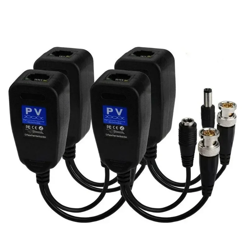 Balun d'alimentation vidéo coaxiale BNC CCTV, 5 paires, émetteur-récepteur vers connecteur CAT5e 6 RJ45, câbles de Transmission HJ55