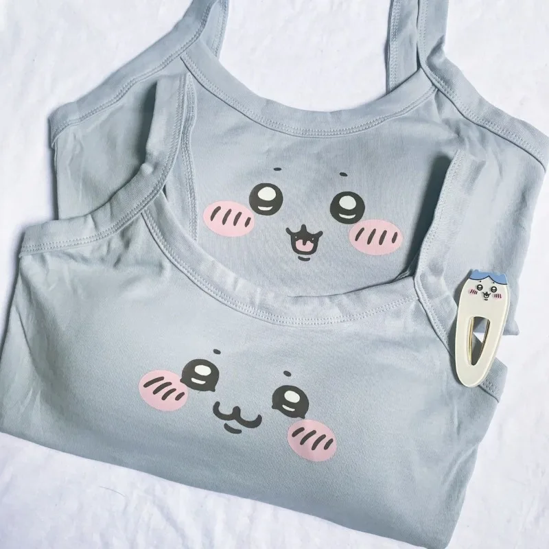 Anime Chiikawa Camisole Tank Top with Built in Bra Pads Soft Breathable Comfortable Skin Friendly Slim Fit Versatile Sleeveless