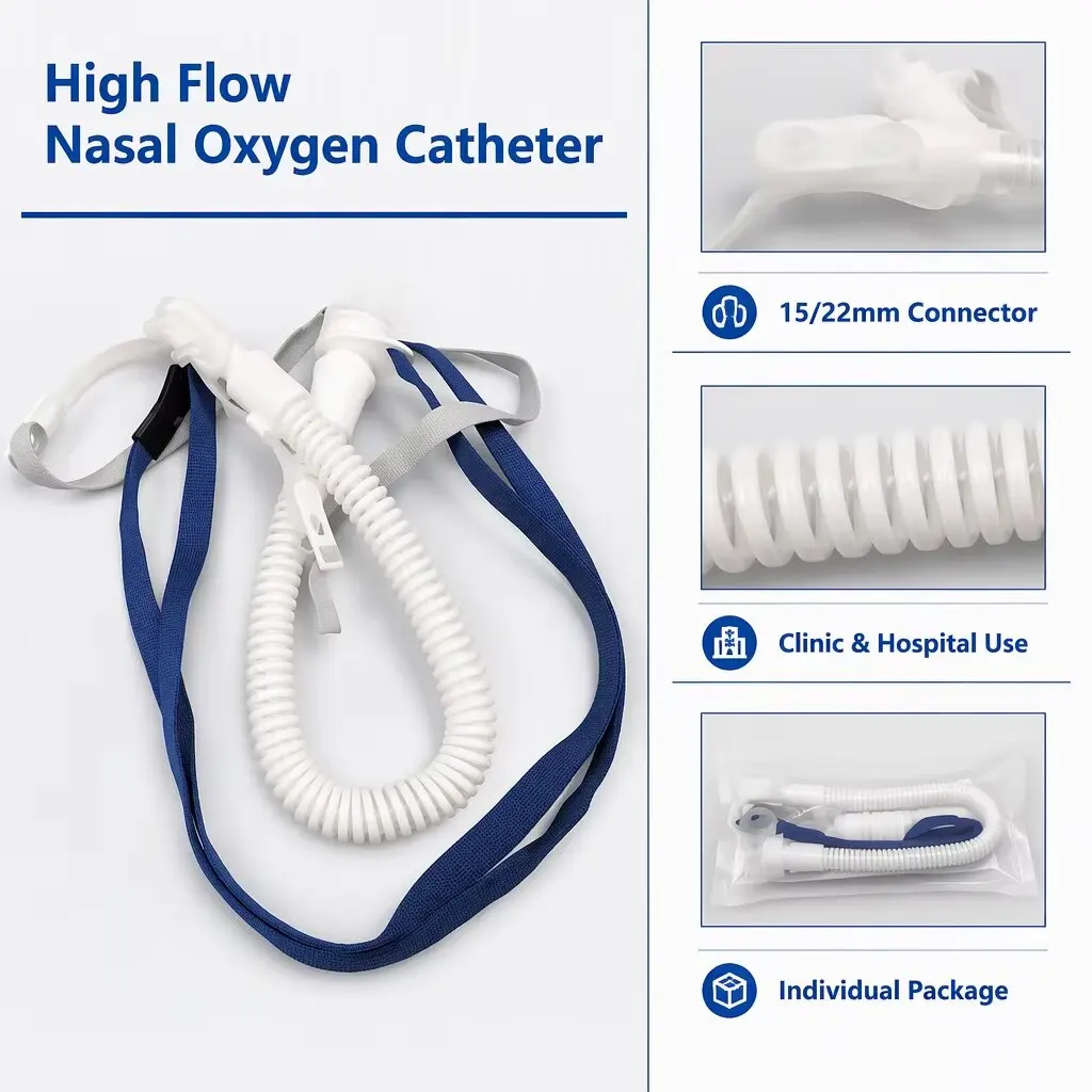 Silicone High Flow Nasal Cannula in S/M/L Sizes for Adults Soft Materials Disinfecting Type Packaged in a Bag