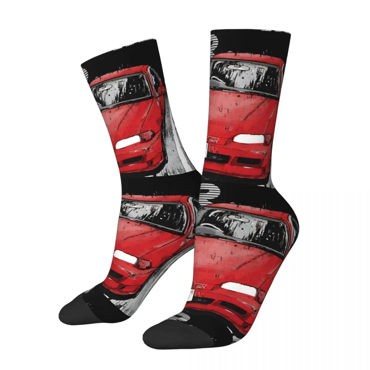 Crazy compression Supercar Sock for Men Harajuku Initial D Quality Pattern Crew Sock Casual