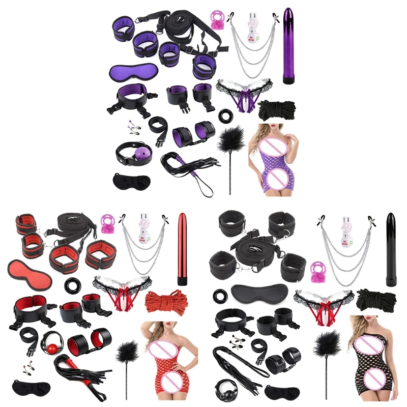 

20RF 22pcs/set Sex Bondage BDSM Set Restraints Adult for Womens Mens Couples