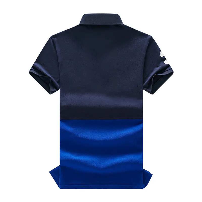 Neues Poloshirt für Herren mit Stickerei, Patchwork, Farbkontrast, schmaler Passform, klassischem Design, originellem Polokragen, aus reiner Baumwolle, atmungsaktiv. – Detail 11