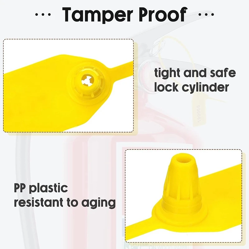 

Y16A 1000 Pcs Plastic Tamper Seals Fire Extinguisher Tags Security Tags Seals Safety Numbered Zip Ties Labels (Yellow)