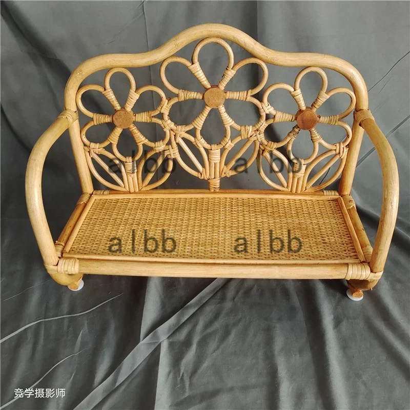 Vietnam-Sourced Rattan Bench-Newborn Photography Props Practical Posing Furniture for Studio Photo Shoots and Baby Growth Record view 6