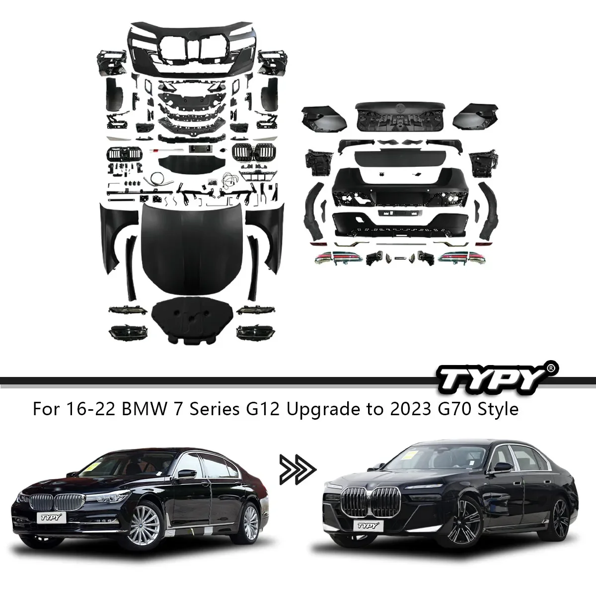 New Design Body Kit For BMW 7 Series G12 16-22 Upgrade To 2023 G70 Style Full Body Kit Parts System Exterior Accessories