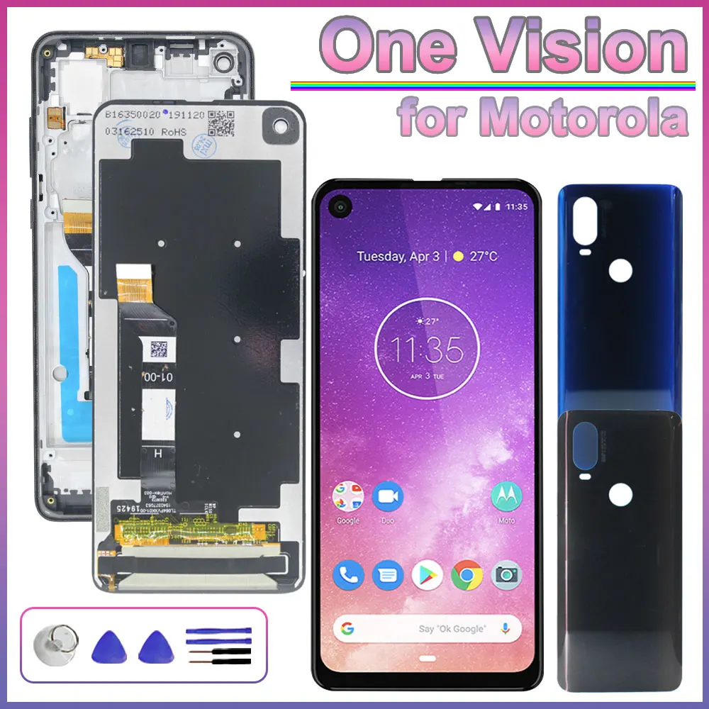 Super AMOLED LCD for Motorola Moto One Vision LCD Display Touch Screen Digitizer Replacement for Moto One Vision XT1970 Phone