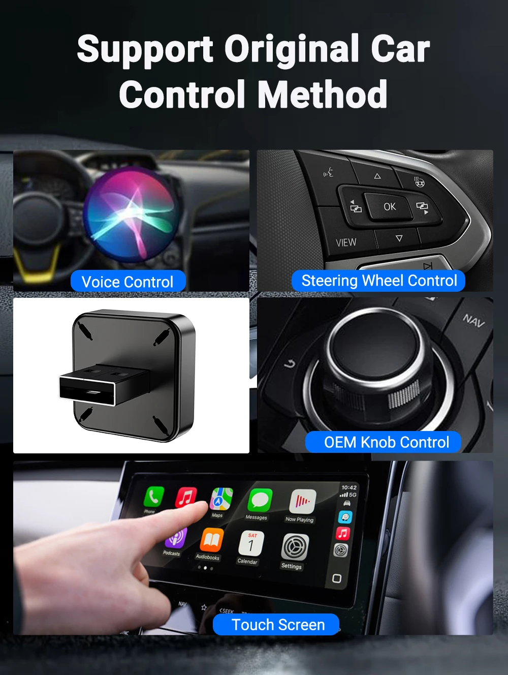 BEPOCAM 2-in-1 Kabelloses CarPlay Smart Mini Box Android Auto für OEM-Autoradios 5GHz WLAN Typ-C/USB Plug-and-Play CarPlay – Detail 6