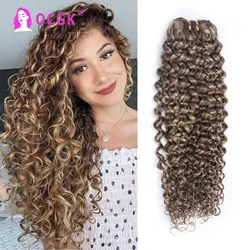 Extensiones de trama de cabello humano rizado, resaltado ombré, marrón Chocolate a rubio caramelo con raíz marrón, mechones de cabello Remy