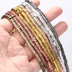 4x2mm Natural Stone Plated Lava Rock Hematite Beads Rose Golden Cylinder Stone Beads For Jewelry Making Bracelet DIY Accessories
