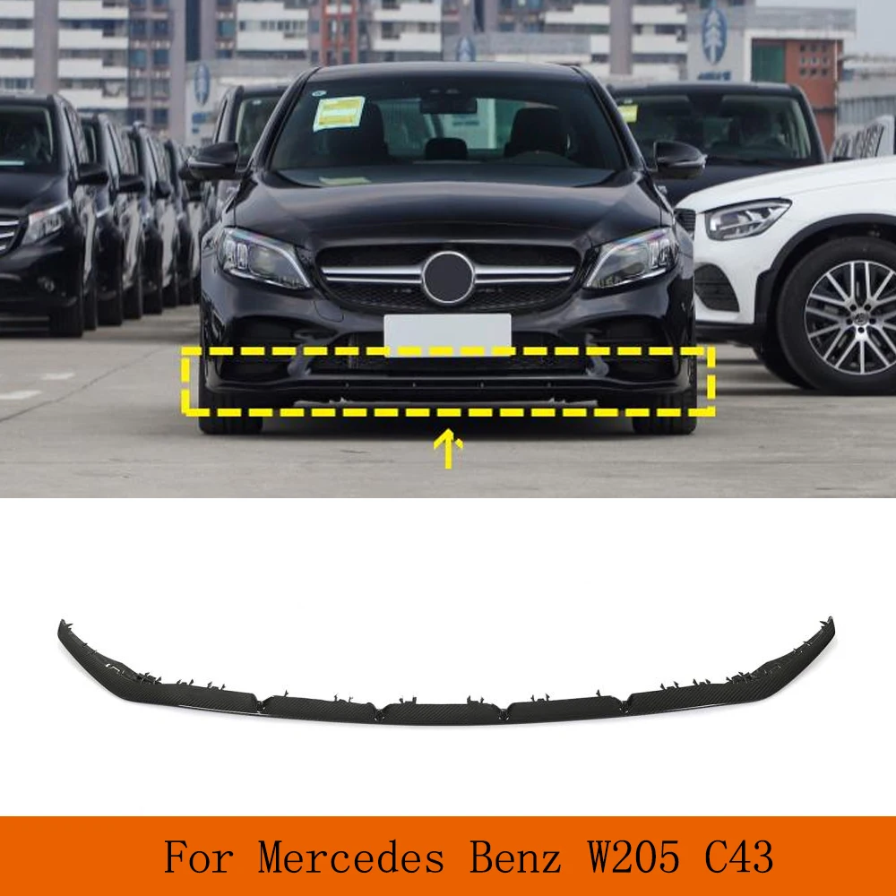 

Dry Carbon Fiber Car Front Bumper Lip Splitters for Mercedes-Benz C Class W205 C43 AMG Sport Coupe Sedan 2020 2021