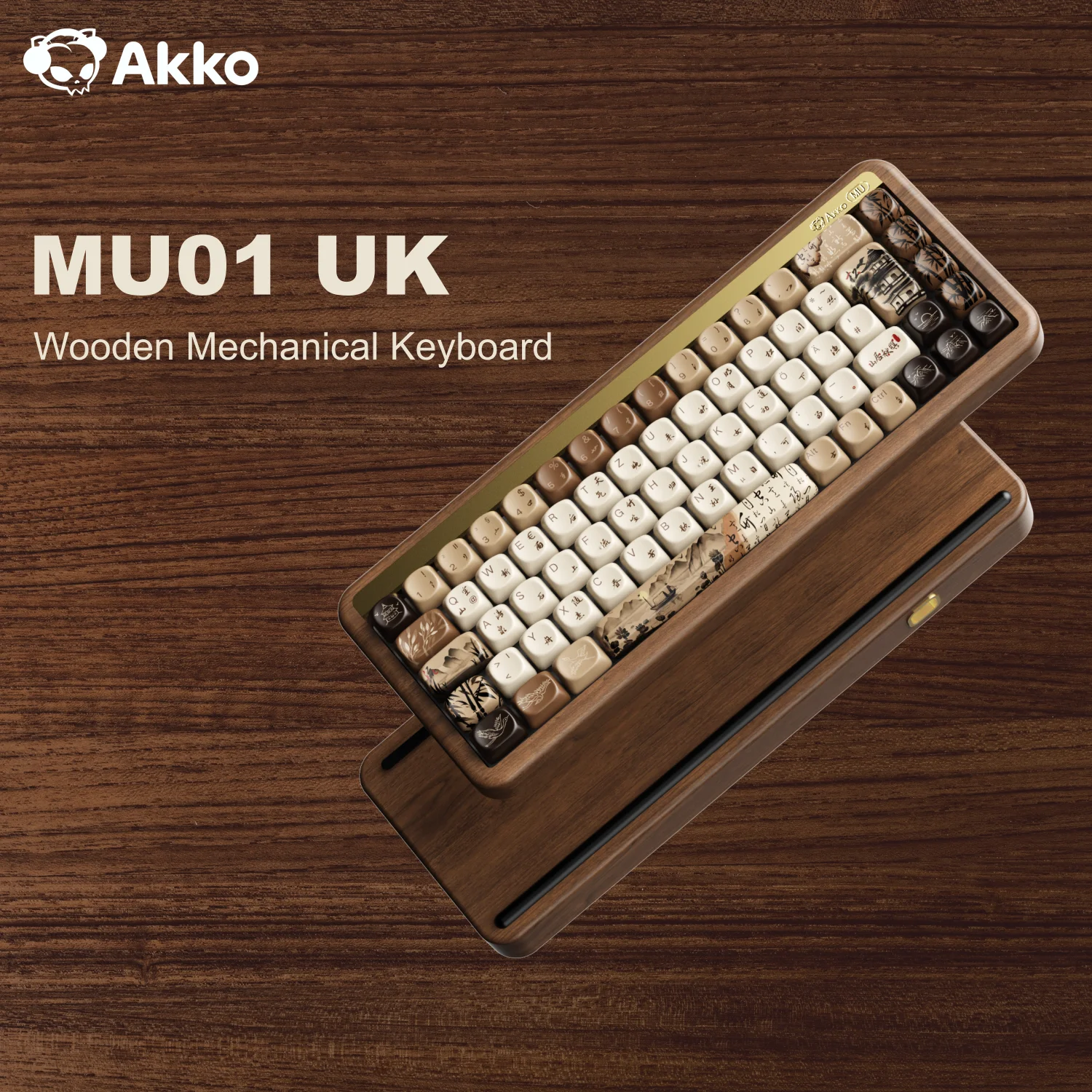 

Akko MU01 ISO-UK/DE Layout Mountain Seclusion Mechanical Keyboard RGB Hot Swap BT/2.4G Wireless&Wired Gaming Keyboard Wooden CNC