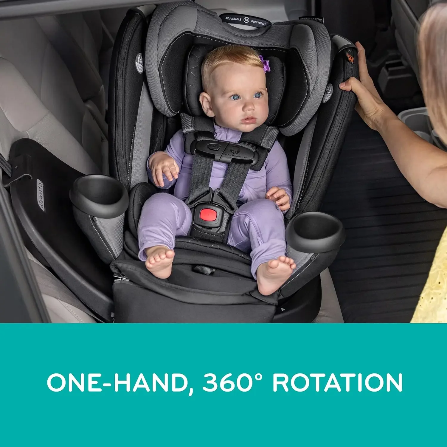 Evenflo Revolve360 Extend All-in-One Rotational Car Seat with Quick Clean Cover (Rockland Green)