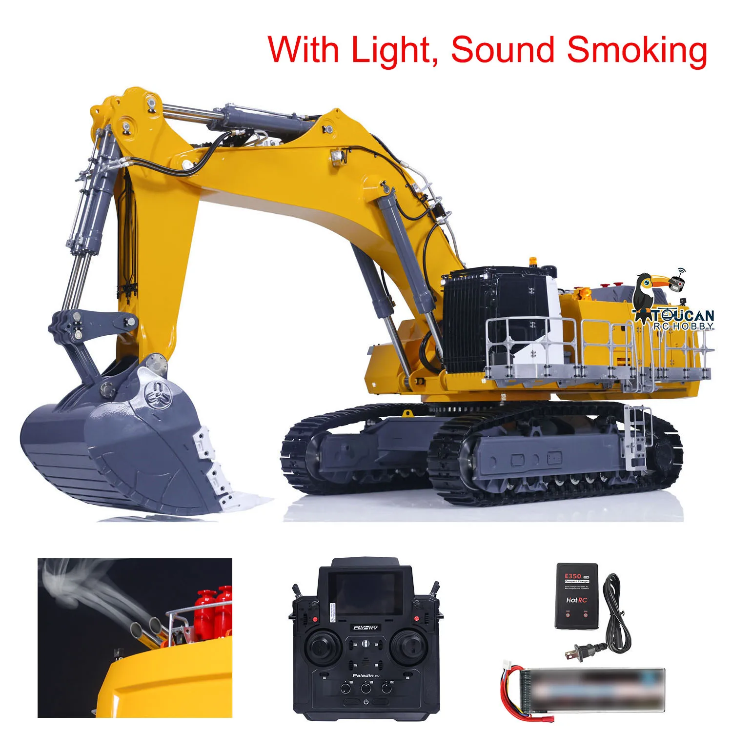 LESU Upgrade AOUE 9150 Heavy Duty Machine RTR 1/14 Scale RC Hydraulic Excavator Radio Control Digger W/ Sound Smoke Unit Light