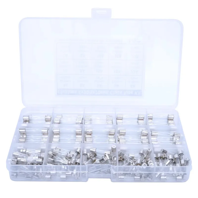 

250PCS 15 specifications 6*30mm/5*20mm quick-break glass fuse hybrid set 250V