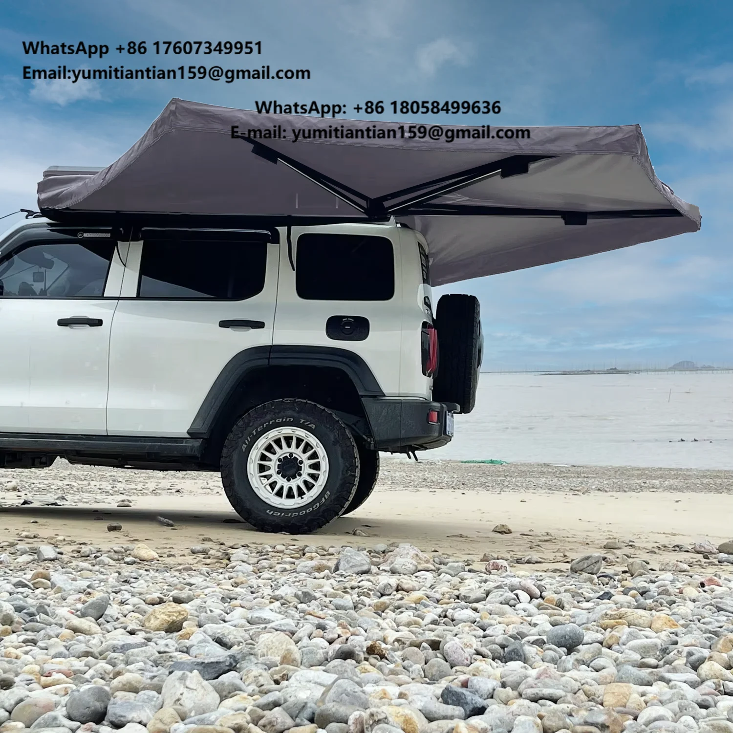 Waterproof Car Side Awning Retractable 270 Degree Awning Overland Vehicle Shade for SUVs, Trucks, and Off-Road Adventures