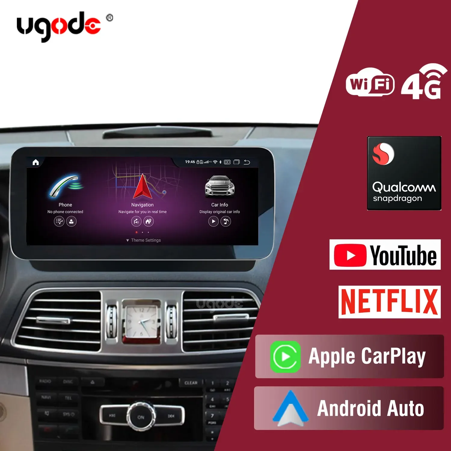 Ugode 10.25'' Android13 Touch Screen Multimedia Player Carplay Display for Mercedes Benz E Coupe W207 C207 A207 E200 300 400 500