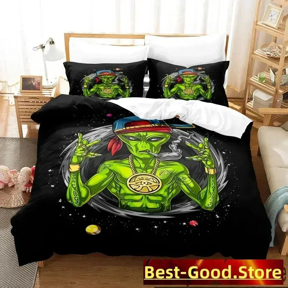 

3D Print Alien Gangster Bedding Set Duvet Cover Bed Set Quilt Cover Pillowcase Comforter king Queen Size Boys Adult Bedding Set