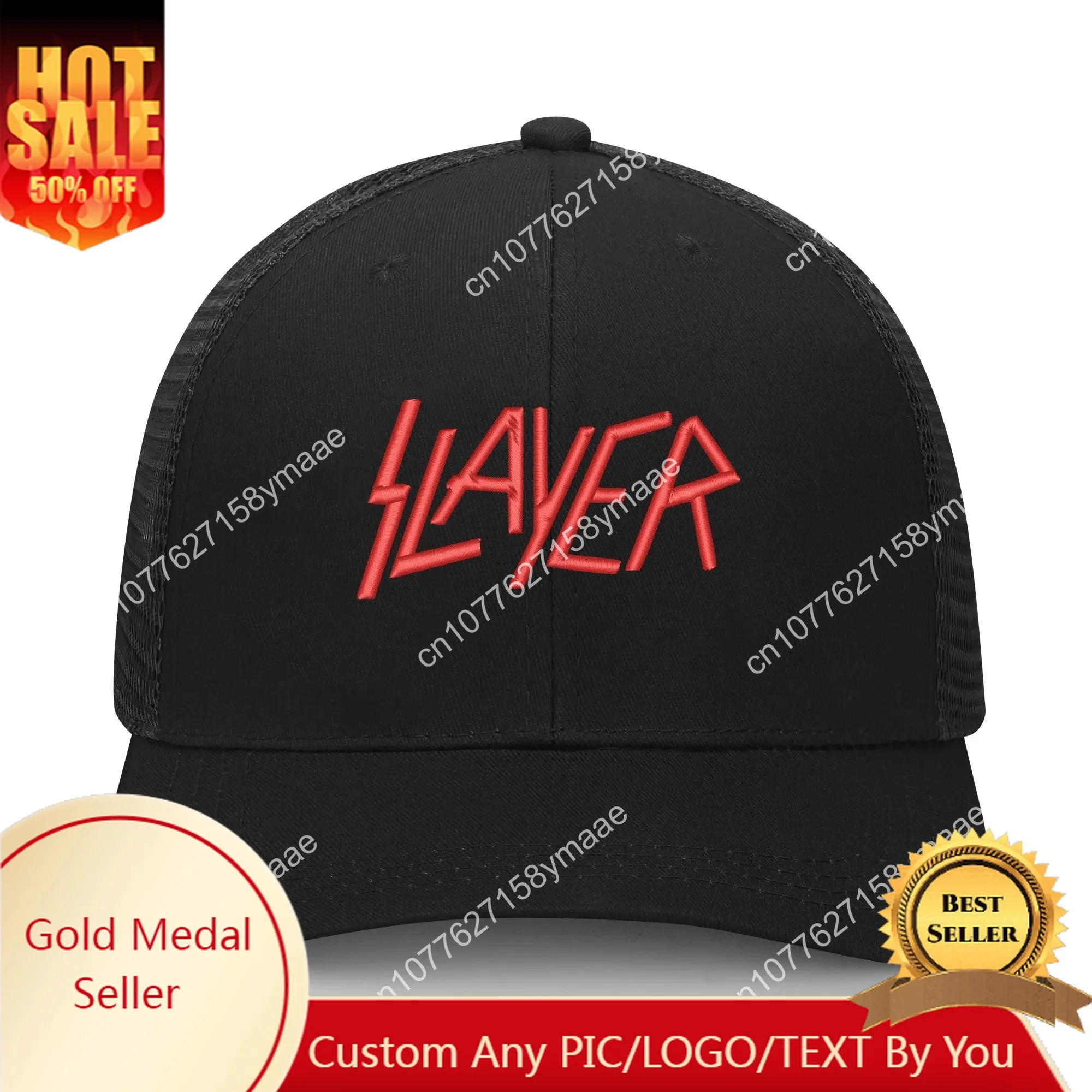 Slayer Metal Rock Band Embroidery Hat Mens Womens Sports Baseball Hat Hip Hop Breathable Summer Headwear Custom Made Caps Logo