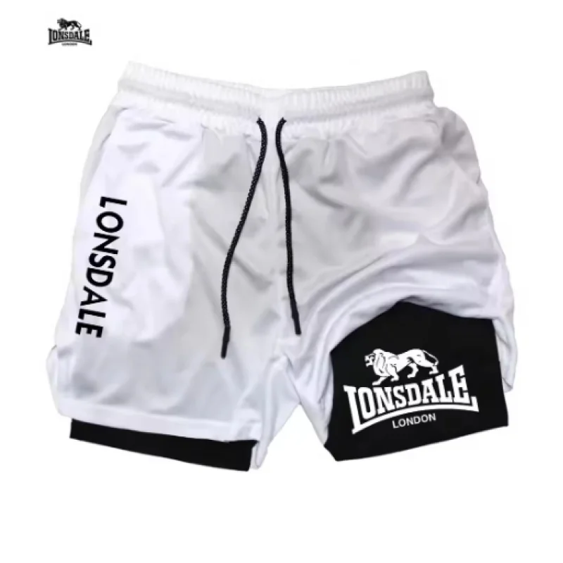 

Мужские спортивные шорты LONSDALE с двойным слоем и двумя отделениями, быстросохнущие, дышащие, повседневные, для лета, для бега