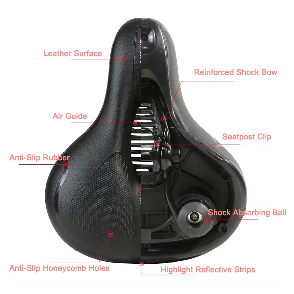 Bike Seat Comfortable & Breathable Bicycle Saddle Cushion Water-Resistant with Dual Shock Absorbing for MTB Mountain Road Bike