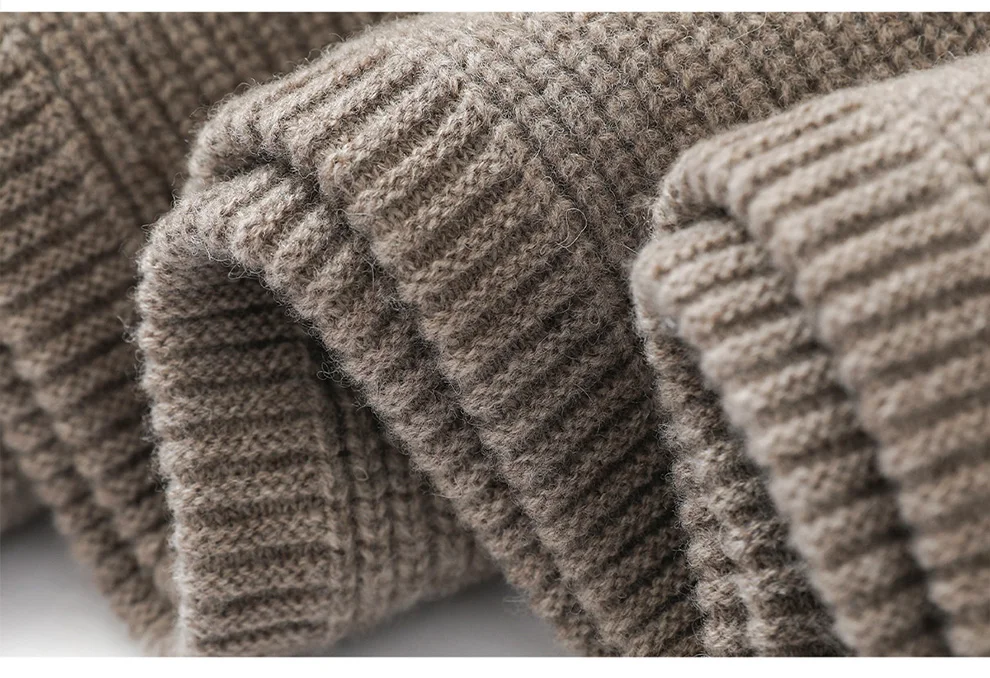Autumn Winter Thickened One-Piece Scarf Hat 100% Merino Wool Knitted Frostproof Neck Protection Integrated Scarf Hat