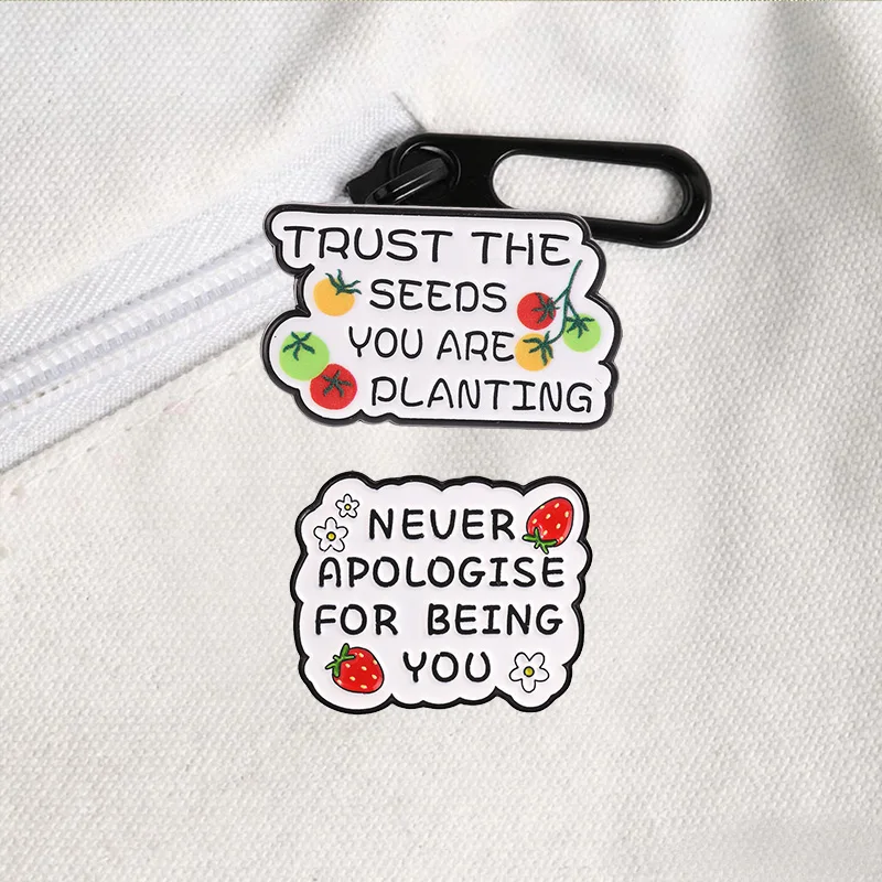 Inspirierende Blumen-Zitat-Emaille-Abzeichen Positive Energie Blumen-Kirsch-Pin Legierungs-Broschen Revers-Rucksack-Schmuck Geschenke für Mädchen – Detail 5