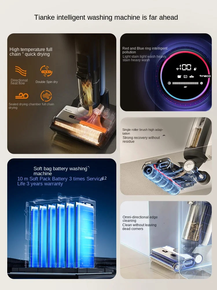 TINECO-Uma Alta Temperatura Secagem Rápida Máquina De Limpeza, Limpador De Piso Máquina De Lavar, Eletrodomésticos