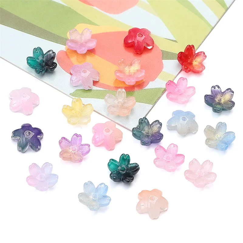 

10pcs 11mm Glass Gradient Loose Spacer Bead Cherry Blossom Beads For DIY Bracelets Necklaces Pendants Jewelry Making Accessories