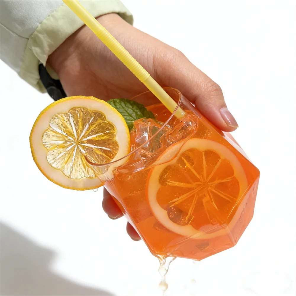 14oz Mint Refreshing Orange Lemon Slices Juice Tea Drink Hawaiian Honeycomb Ice Cube Cool Model Props Display Bubble Tea Shop
