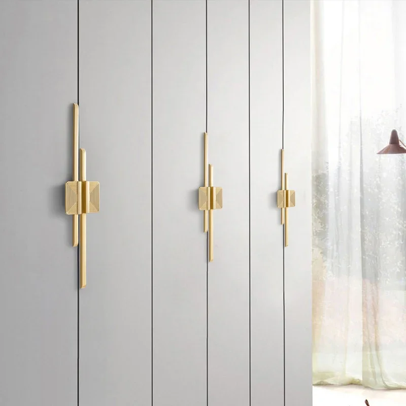 Modern Golden Gray Square Cabinet Door Handle Wardrobe Handles Zinc Alloy Cupboard Handle Furniture Hardware Accessories