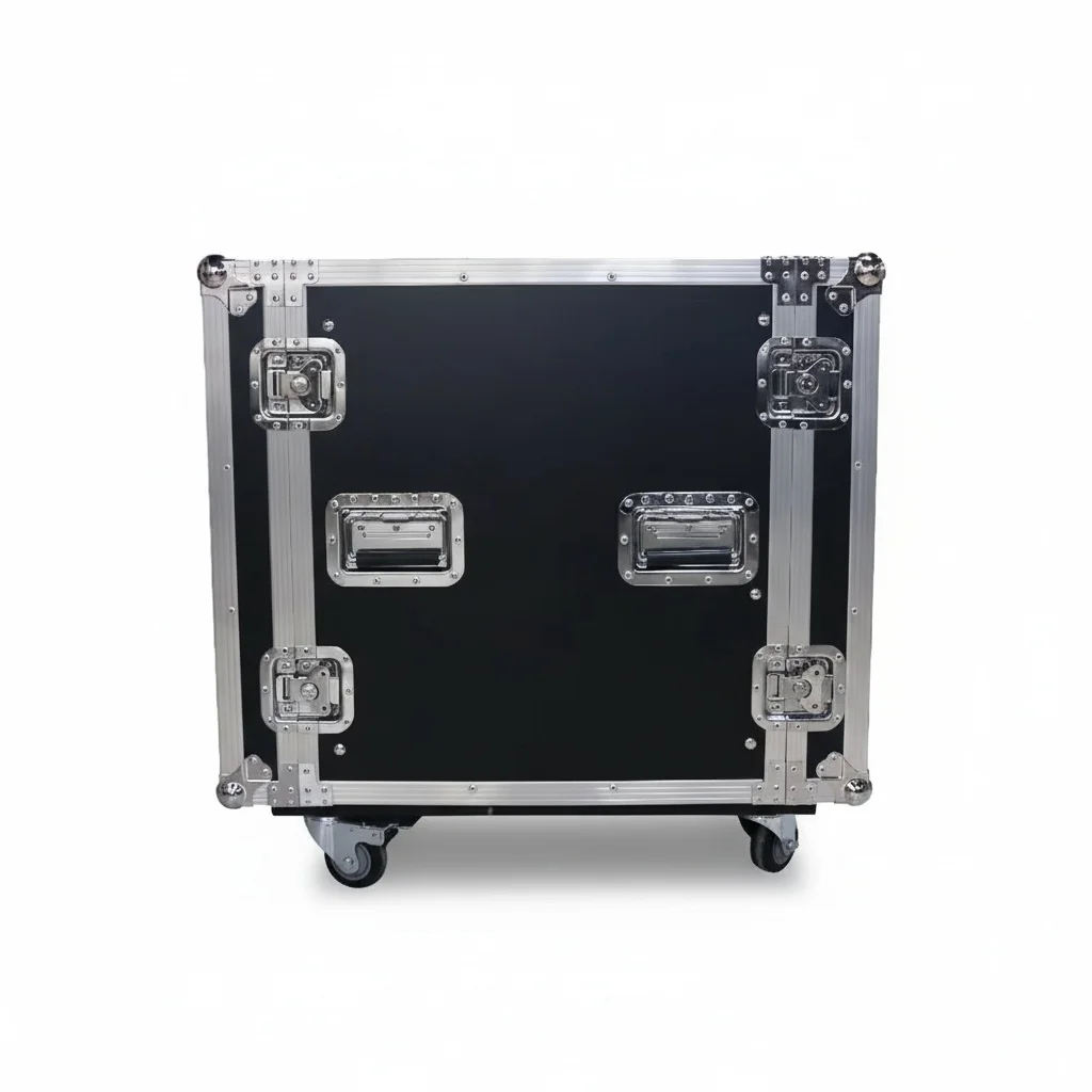 

DJ Table Flight Case, 10U 12U 16U Wooden Rack Case, Heavy Duty Road Case for Amplifier and Mixer, Metal Audio Hardware Case