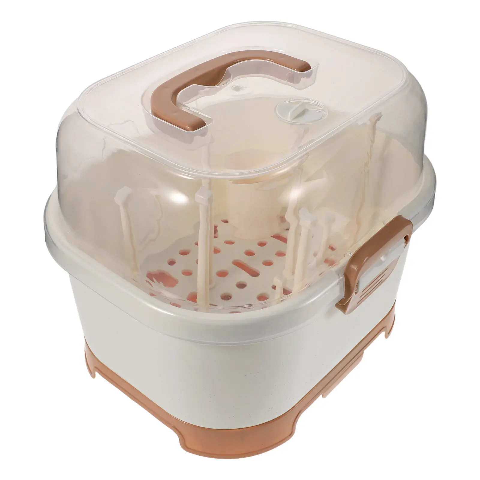 Baby Bottle Storage Organizer with Cover Drying Rack Compact Lightweight Secure Seal for Travel Home Kitchen Countertop Feeding