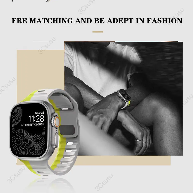 Силиконовый ремешок для Apple watch Ultra2 band 9 8 7 6 SE 5 4 40 мм 44 мм 41 мм 45 мм 49 мм, браслет для i watch series 1/2/3 38 мм 42 мм