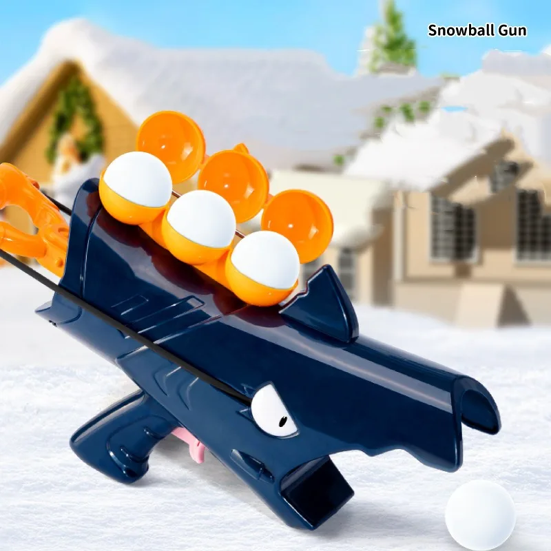 Shark Snowball Launcher Gun Toy Cartoon Snow Clip Clamp Snow Ball Tools Parent Child Winter Outdoor Interaction Game Sport Toys