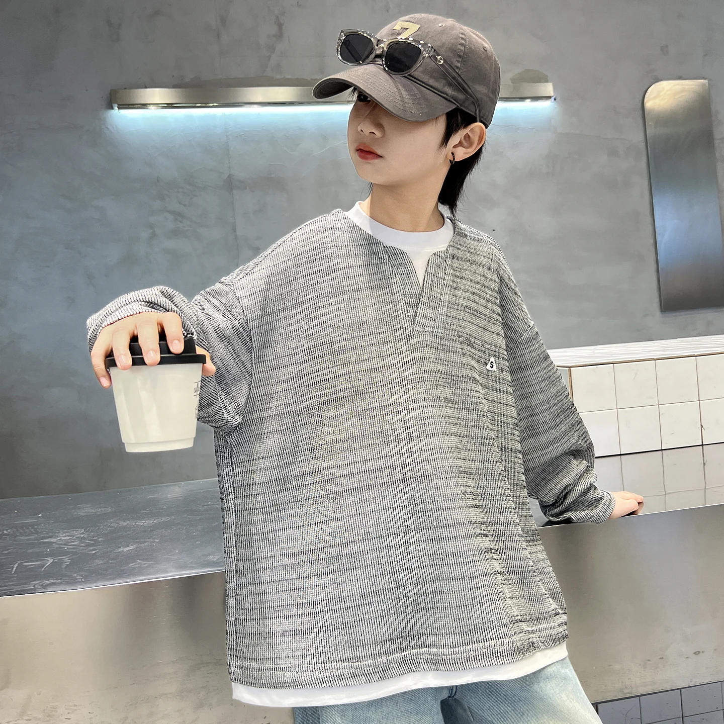 

Baby Boy Spring Autumn Hoodie Ages 4-14Y Kids Fake 2-Pieces Sweatshirt European Style Clothes Little Child Casual Fashion Top