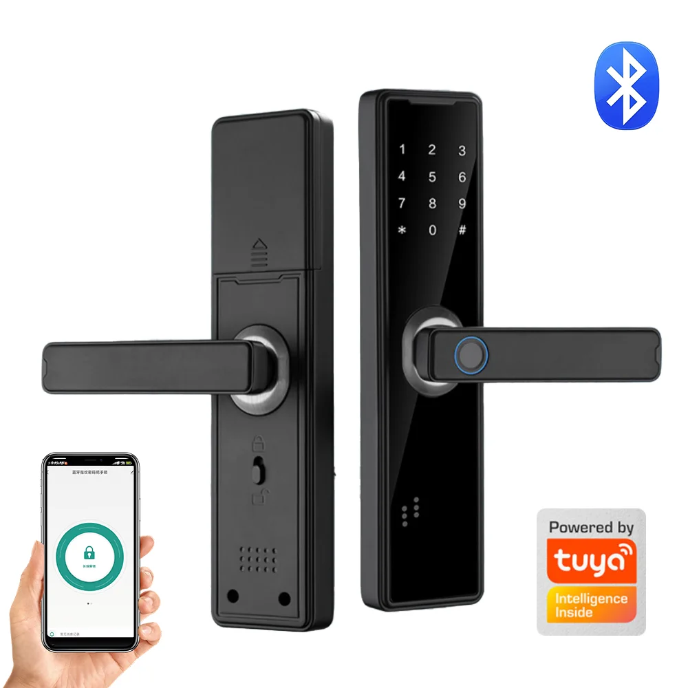 PHIPULO Tuya App Smart Door Lock Biometric Fingerprint Remote Unlocking Keyless Card Password Lock Electronic Door Lock