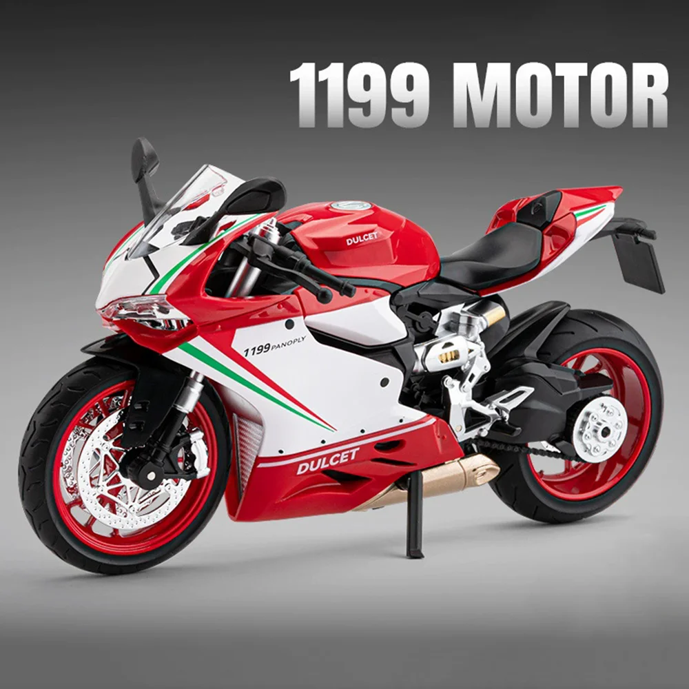 Maßstab 1:9 1199 V4S Motorrad Auto Modell Spielzeug Verbindungsrad Lenkung Stoßdämpfung Motorräder Modelle Spielzeug Kinder präsentiert
