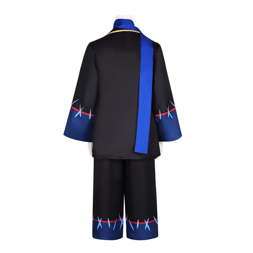 Anime Undertale Error Sans Cosplay Costume for Adult Black Uniform Jacket Pants with Royal Blue Scarft Halloween Suit