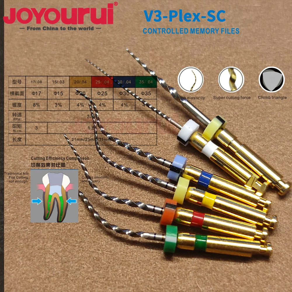 6pcs/Box 25MM Dental Heat Activated Canal Root File Pro-Taper Gold Flexible Endo Rotary Niti Files Dentistry Endodontic Tools