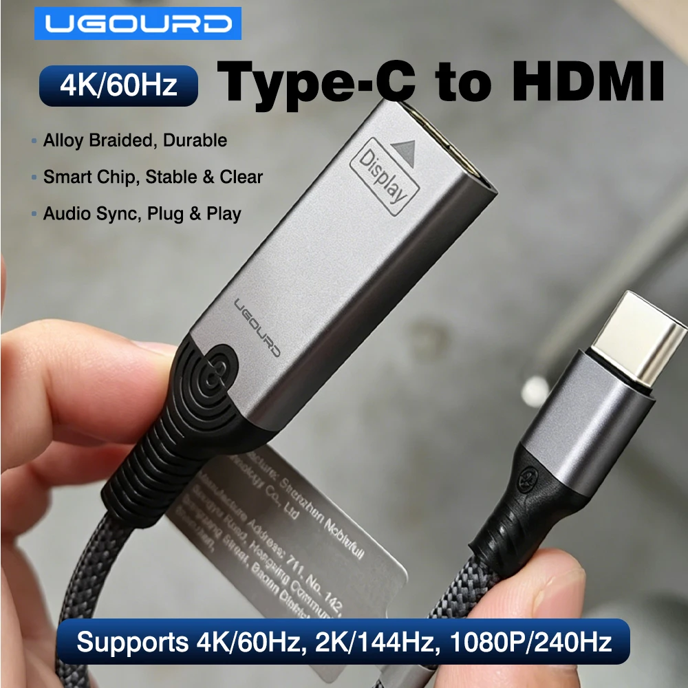 

20cm USB-Type C to HDMI Female Adapter 4K 60Hz 30Hz Phone Wired Mirroring Cable HDMI Converter Full Copper Core Gold-plated Port