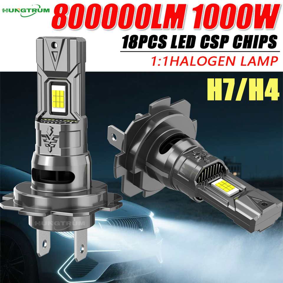  H7 H4 Led Canbus Lights 1:1 Mini Size Car Headlight With Fan 800000LM Super Bright Wireless Turbo Fog Bulb 6000K Automobile Lamp 