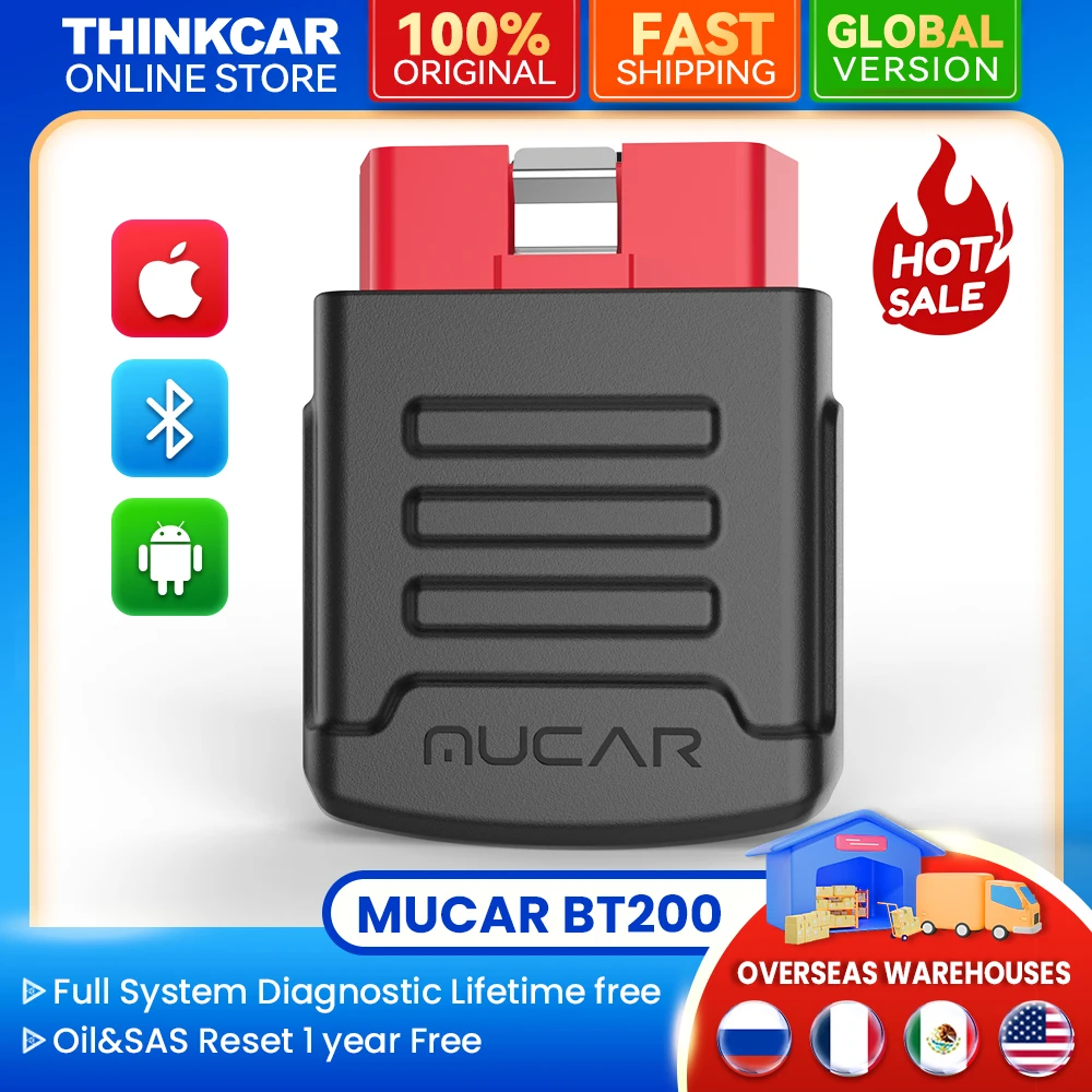 MUCAR BT200 Pro/BT200 Automotive OBD2 Scanner Full System Car Diagnostic Tool Bluetooth Obd 2 Oil SAS 15 Reset for All Car Scan