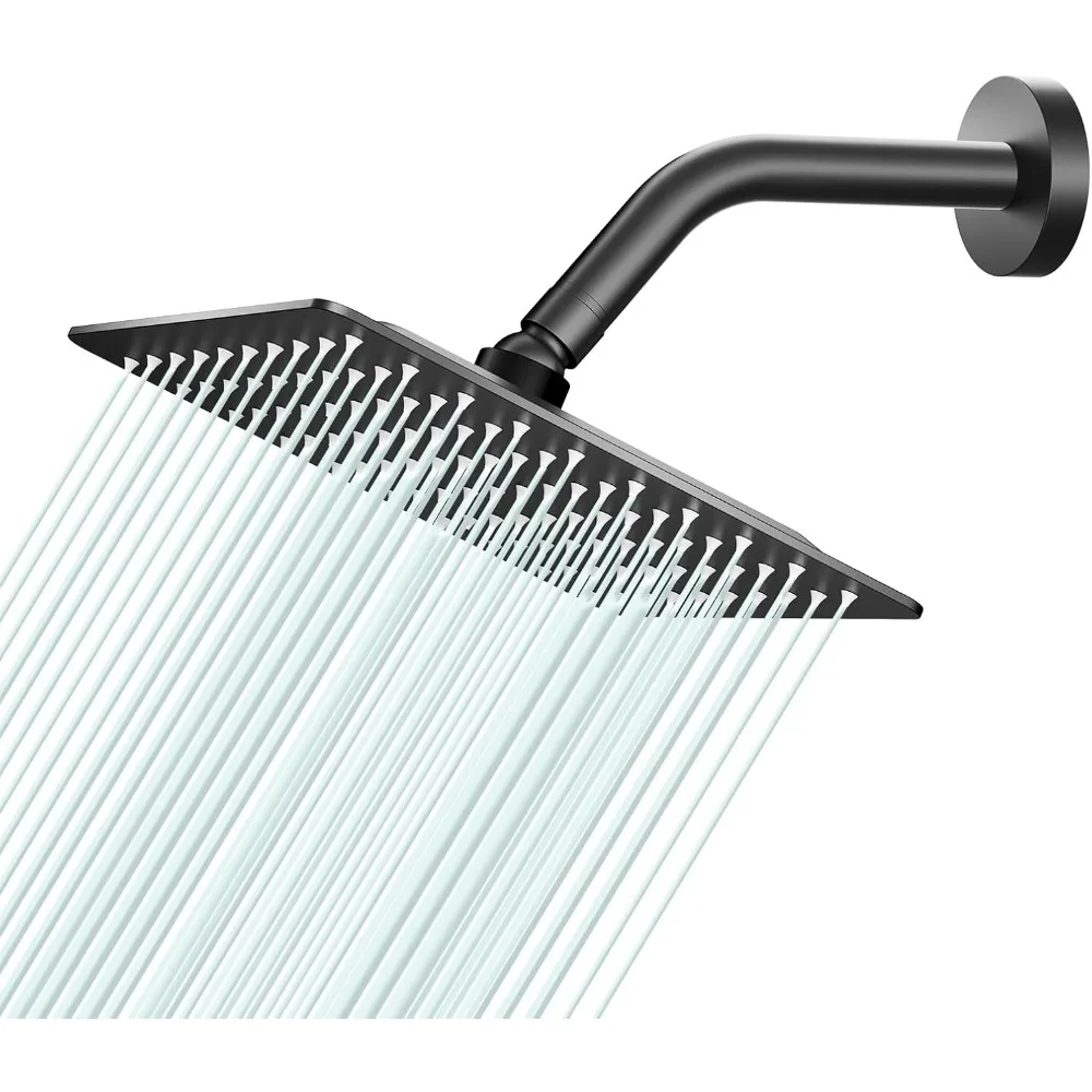 

Square Shower Head: High Flow, Low Water Pressure Design, 8'', Matte Black Shower Faucet