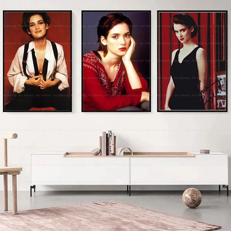 Retro Actor Winona Ryder Poster Old Photo Beautiful Woman Canvas Painting Wall Art Pictures Room Bar Cafe Home Decor Gift