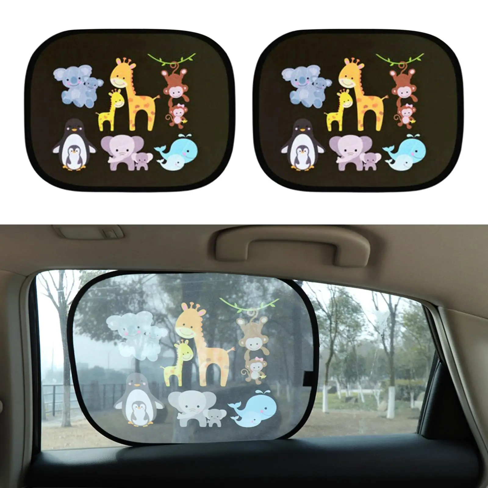 2 Pieces Cartoon Car Sunshade Side Window Windscreen Premium Quality 44x36cm