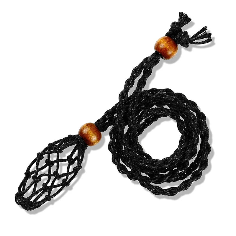 Cordón ajustable para collar, soporte de piedra vacío, cuerda de cera, collar de bricolaje, Chakra de cristal de cuarzo Natural, colgante de bolsa